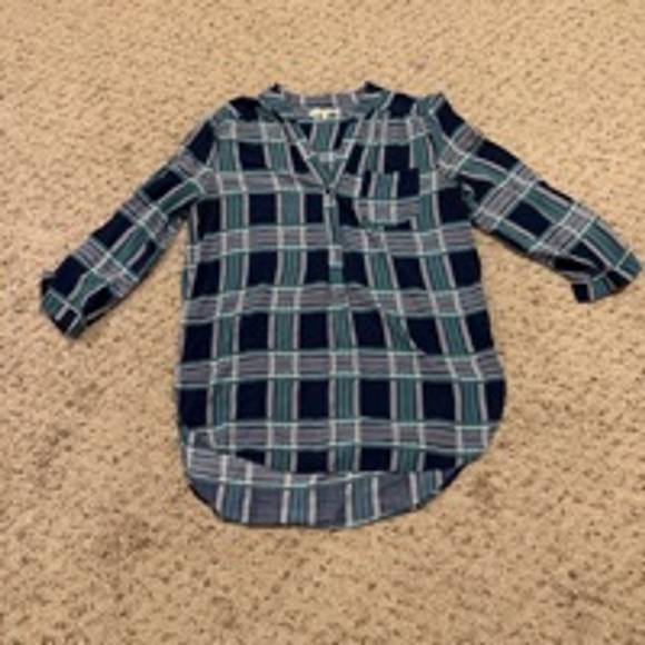41 HAWTHORN Tops - Women's 41 HAWTHORN Plaid Blouse Size L Blue Green